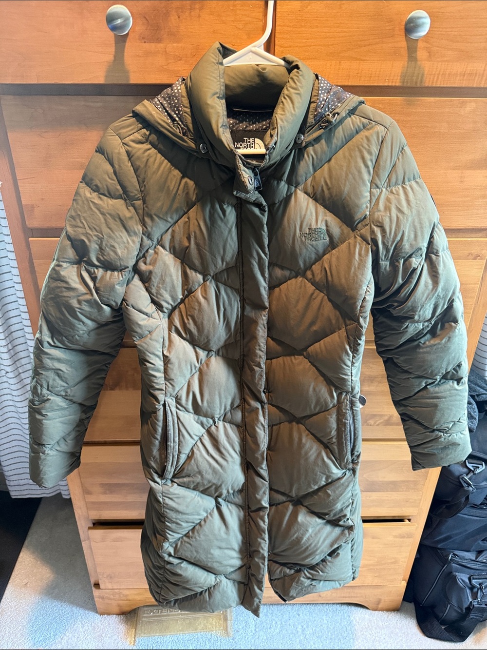 The North Face Women’s Olive Green Insulated Long Puffer Coat